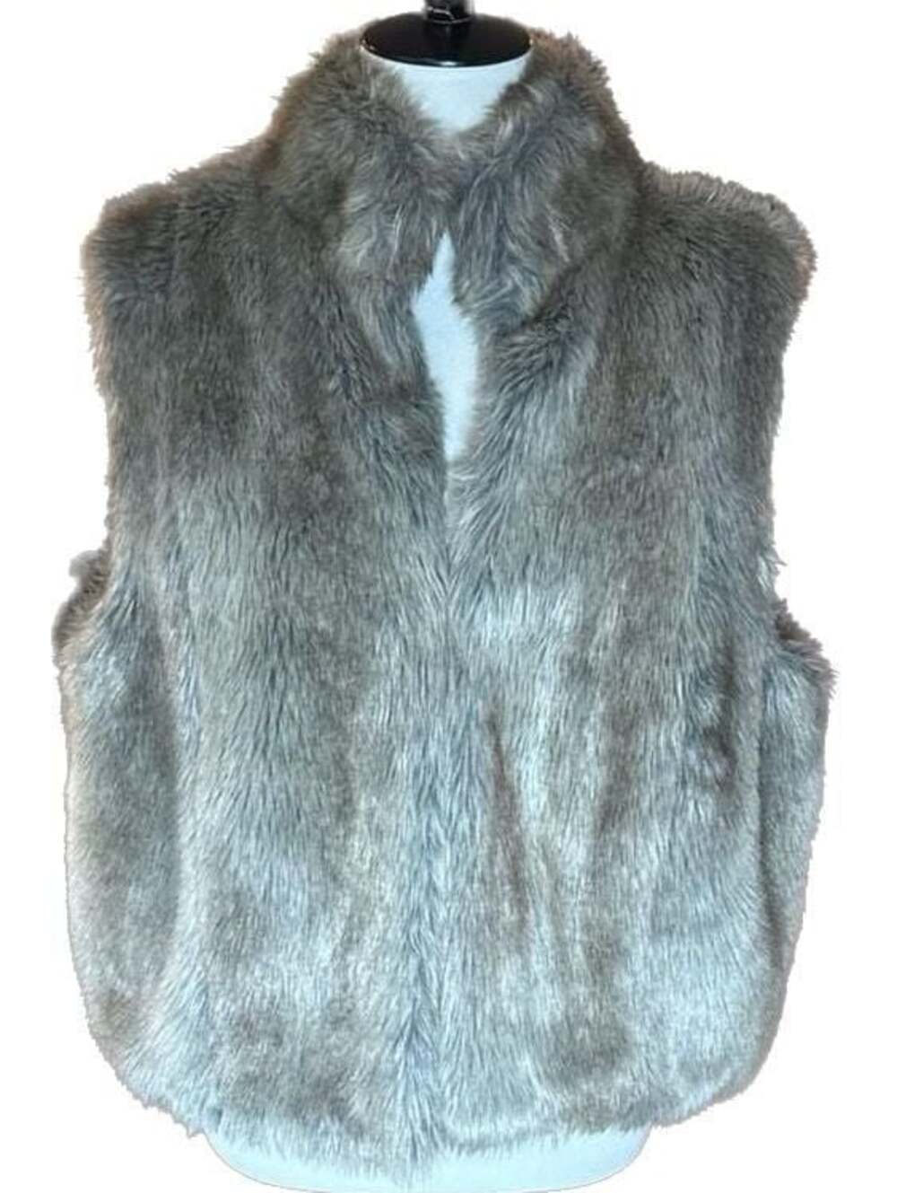 Elle Women's Gray Faux Fur Vest Size XL, Clean No signs of use